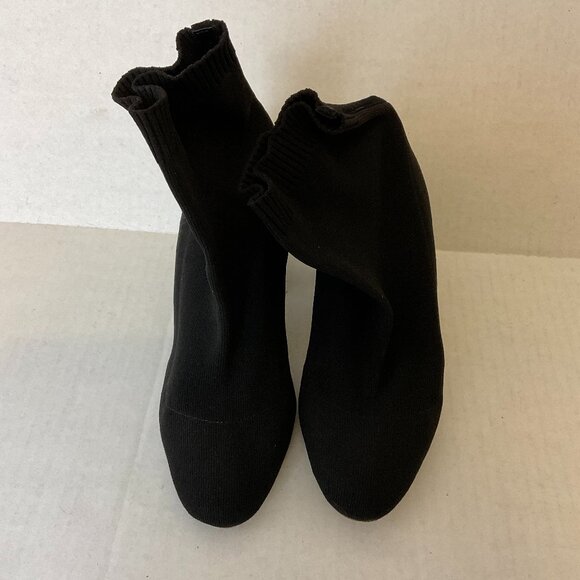 Lafayette 148 Booties 39 Black Knit Stretch Heels - Picture 4 of 10
